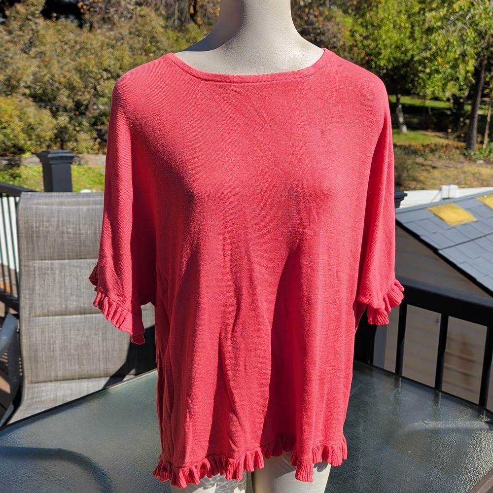 Women's Simply Be Short Sleeve Sweater Blouse Sz 12/14 Melon Color
